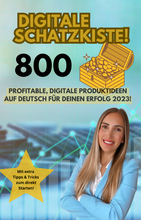 Lade das Bild in den Galerie-Viewer, Deine digitale Schatzkiste - 800 profitable, digitale Produktideen AUF DEUTSCH für deinen Erfolg 2023! + Extra Tipps und Tricks zum Starten!
